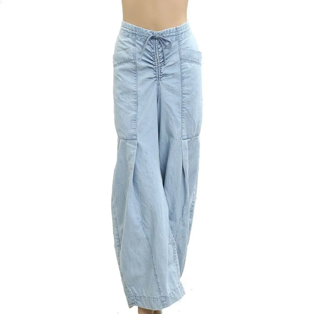 Free People Castaway Slouchy Pull-On Jeans Pants Wide Leg Cotton M/L New 281260 - Picture 5 of 8